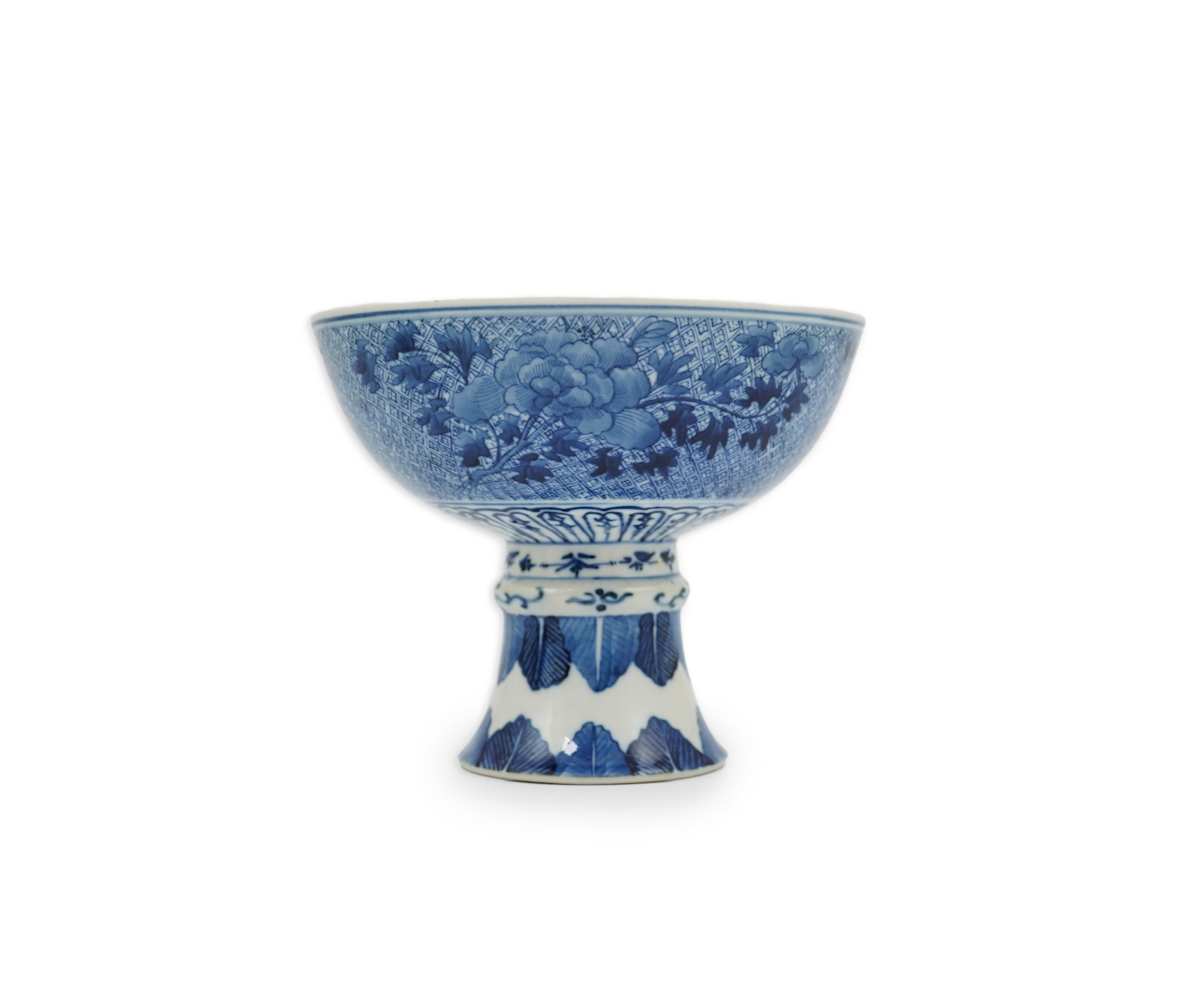 A Chinese blue and white ‘dragon’ stem bowl, Guangxu six character mark and of the period (1875-1908)